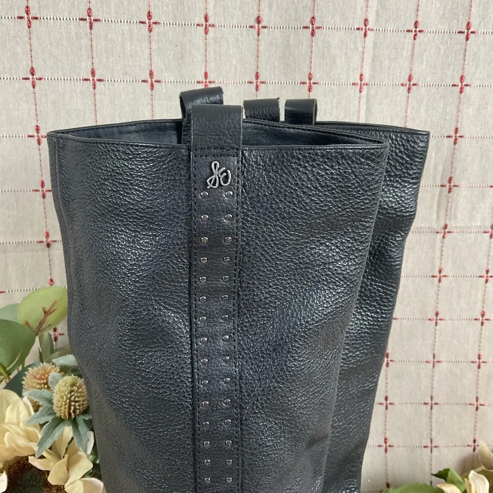 💐HP💐 Sam Edelman Prina Studded Soft Black Leather Knee High Riding Boots 6.5 - Picture 3 of 11